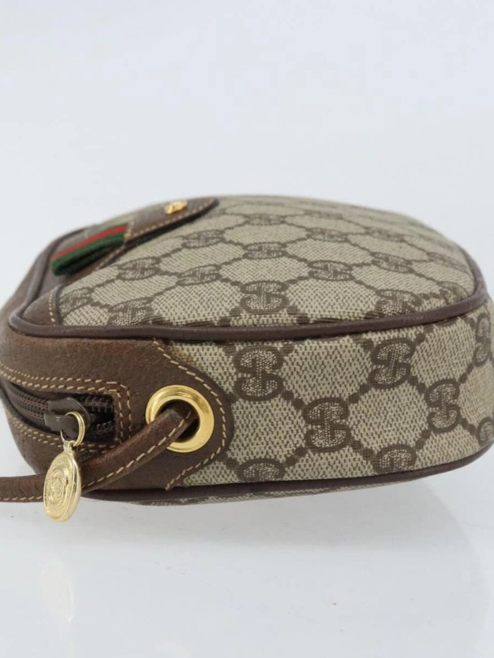 GUCCI GG Supreme Web Sherry Line Bag PVC Beige 007 58 6112 4023 Auth 172298 - Picture 6 of 16